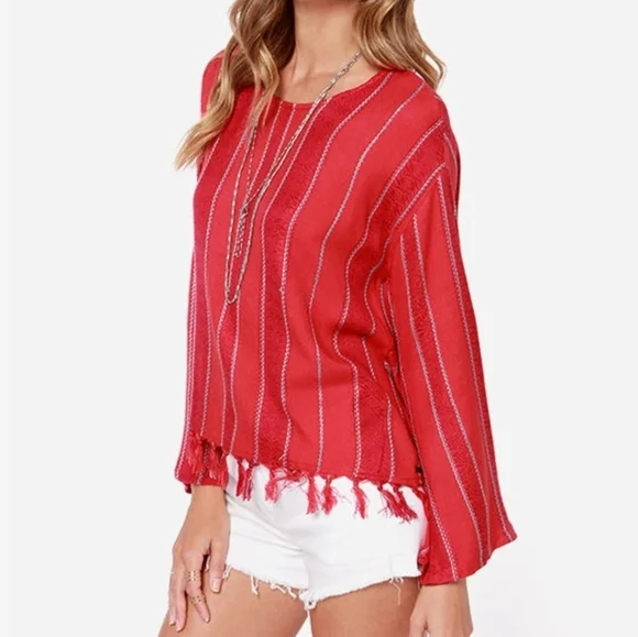 Billabong The Heart Seas Striped Red Top - Picture 3 of 11